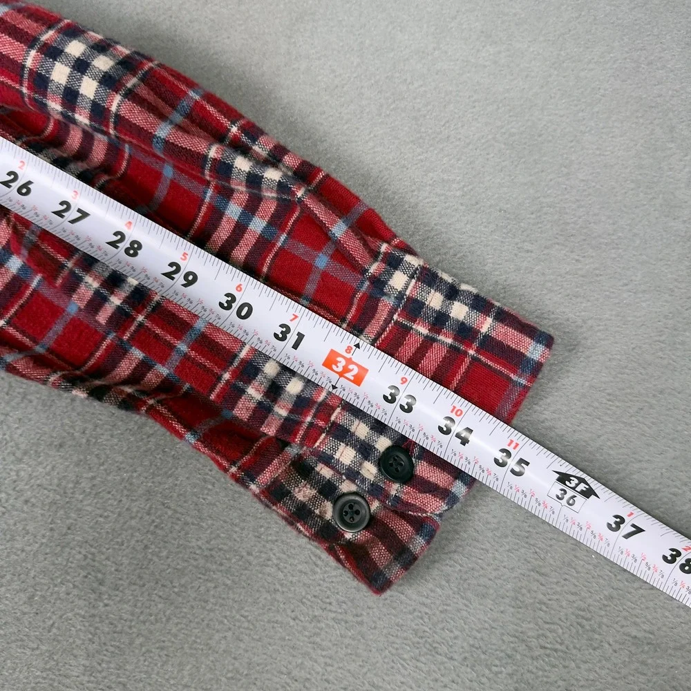 LL Bean Mens Large Red Plaid Flannel Shirt Traditional Fit Cotton Button Down